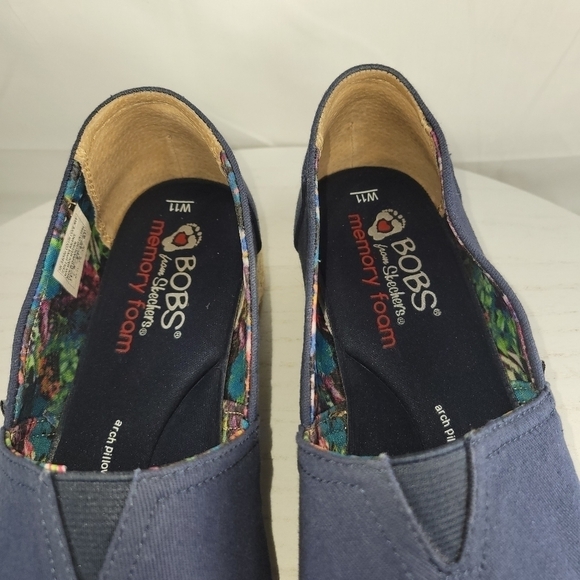 Bob's From Skechers Canvas Memory Foam Navy Blue Slip On Women's Shoes Size 11 - Picture 12 of 13
